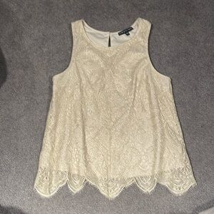 Three pink hearts lace tank blouse in gold L